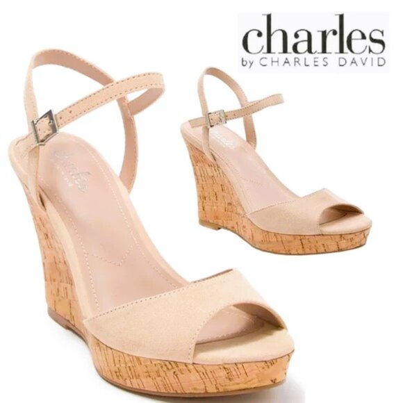 Charles David Lambert Cork Wedge Sandal - Picture 1 of 6